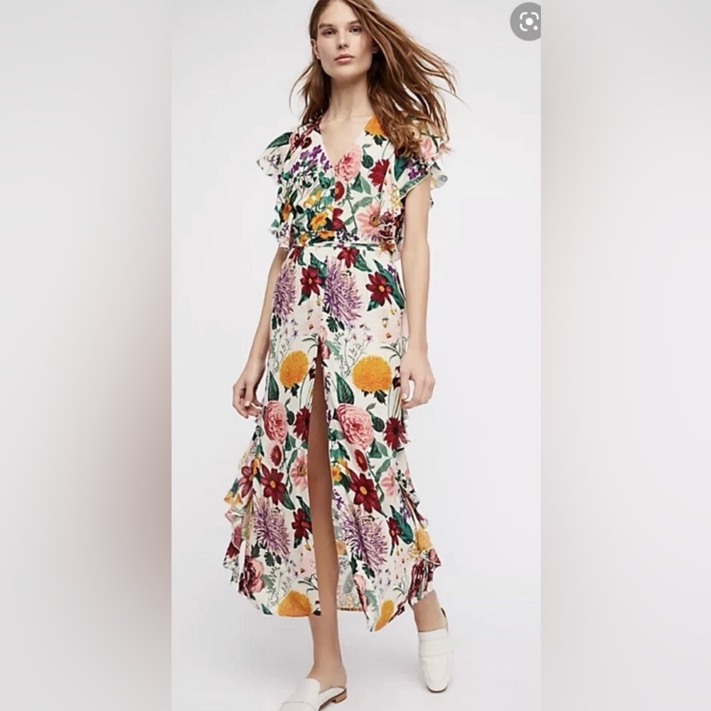 NWT! Free People Dana Floral Midi Dress - Picture 2 of 11